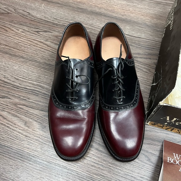 NEW Allen Edmonds Polo Burgundy & Black Saddle Oxfords 7 D main image 11